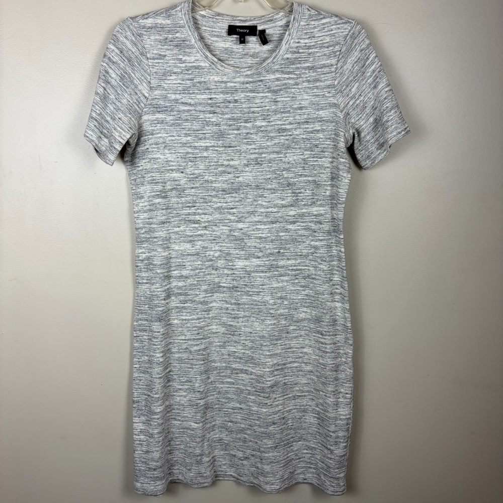 Theory M Staple Casual Classic Light Gray Knit knee length dress